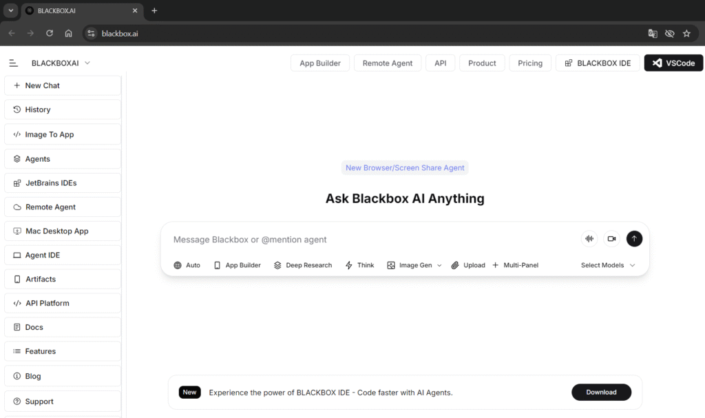 Principais recursos da Blackbox IA